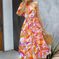 Callie Boho Botanical One Shoulder Puff Sleeve Maxi Dress