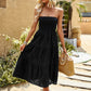 Hillary Boho Strapless Smocked Tube Top Ruffle Midi Dress