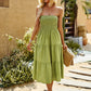 Hillary Boho Strapless Smocked Tube Top Ruffle Midi Dress