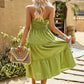 Hillary Boho Strapless Smocked Tube Top Ruffle Midi Dress