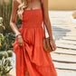 Hillary Boho Strapless Smocked Tube Top Ruffle Midi Dress