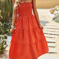 Hillary Boho Strapless Smocked Tube Top Ruffle Midi Dress