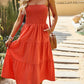 Hillary Boho Strapless Smocked Tube Top Ruffle Midi Dress