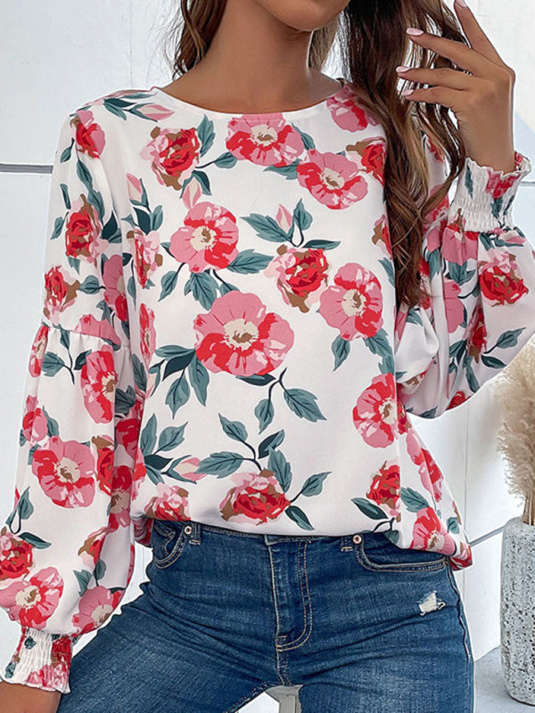 Bohemian Floral Long Lantern Sleeve Fall Blouse
