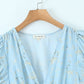 Love Sweet Bohemian V-neck Smocked Waist Puff Sleeve Mini Dress