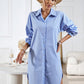 Boho Long Sleeve Collared Button Up Shirt Dress