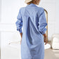 Boho Long Sleeve Collared Button Up Shirt Dress