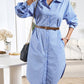 Boho Long Sleeve Collared Button Up Shirt Dress