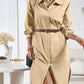 Boho Long Sleeve Collared Button Up Shirt Dress