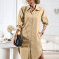 Boho Long Sleeve Collared Button Up Shirt Dress