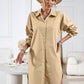 Boho Long Sleeve Collared Button Up Shirt Dress