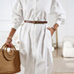 Boho Long Sleeve Collared Button Up Shirt Dress