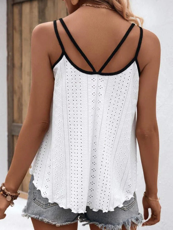Bohemian Black and White Double Strap Cami Top