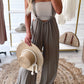 Boho Trendy Overall Tie Back Strap Jumpsuit with Pockets