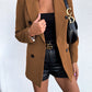 Fall Long Sleeve Double Breasted Button Front Career Jacket