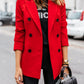 Fall Long Sleeve Double Breasted Button Front Career Jacket
