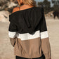 Boho Color Block Striped Fall Windbreaker Jacket