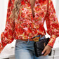 Bohemian Printed Loose Lantern Sleeve Blouse