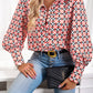 Bohemian Printed Loose Lantern Sleeve Blouse