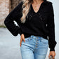 Bohemian Women's Open Knit Lantern Sleeve Sweater