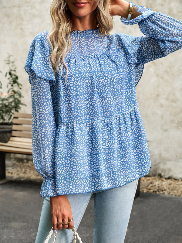 Bohemian Floral Long Flutter Sleeve Romantic Blouse