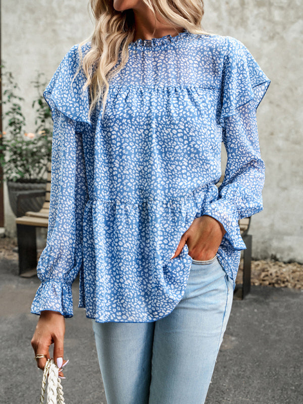 Bohemian Floral Long Flutter Sleeve Romantic Blouse