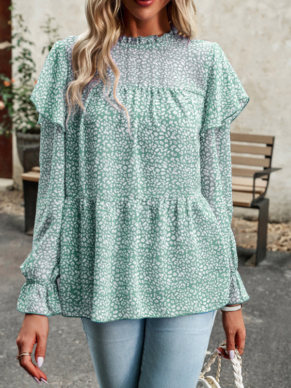 Bohemian Floral Long Flutter Sleeve Romantic Blouse