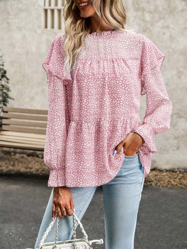 Bohemian Floral Long Flutter Sleeve Romantic Blouse