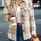 Boho Khaki Plaid Soft Flannel Shirt Jacket Shacket