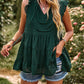 Boho Swiss Dot V-Neck Flutter Sleeves Babydoll Top