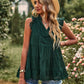 Boho Swiss Dot V-Neck Flutter Sleeves Babydoll Top