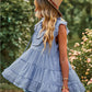 Boho Swiss Dot V-Neck Flutter Sleeves Babydoll Top