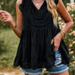 Boho Swiss Dot V-Neck Flutter Sleeves Babydoll Top