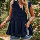 Boho Swiss Dot V-Neck Flutter Sleeves Babydoll Top