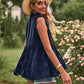 Boho Swiss Dot V-Neck Flutter Sleeves Babydoll Top
