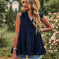 Boho Swiss Dot V-Neck Flutter Sleeves Babydoll Top