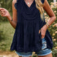 Boho Swiss Dot V-Neck Flutter Sleeves Babydoll Top