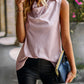 Boho Cowlneck Sleeveless Leopard Print Blouse