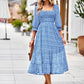 Bohemian Romance Square Neck Off the Shoulder Fall Midi Dress