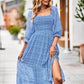 Bohemian Romance Square Neck Off the Shoulder Fall Midi Dress