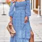 Bohemian Romance Square Neck Off the Shoulder Fall Midi Dress