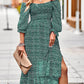 Bohemian Romance Square Neck Off the Shoulder Fall Midi Dress
