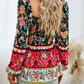 Bohemian Women's Fall Off the Shoulder Floral Square Neck Long Sleeve Top