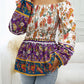 Bohemian Women's Fall Off the Shoulder Floral Square Neck Long Sleeve Top