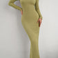 Boho Sexy Fit Square Neck Long Sleeve Maxi Dress