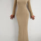 Boho Sexy Fit Square Neck Long Sleeve Maxi Dress