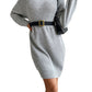 Bohemian Grey Long Sleeve Sweater Dress