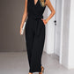 Bohemian Sleeveless Surplice Neck Career Jumpsuit
