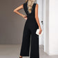 Bohemian Sleeveless Surplice Neck Career Jumpsuit