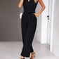 Bohemian Sleeveless Surplice Neck Career Jumpsuit